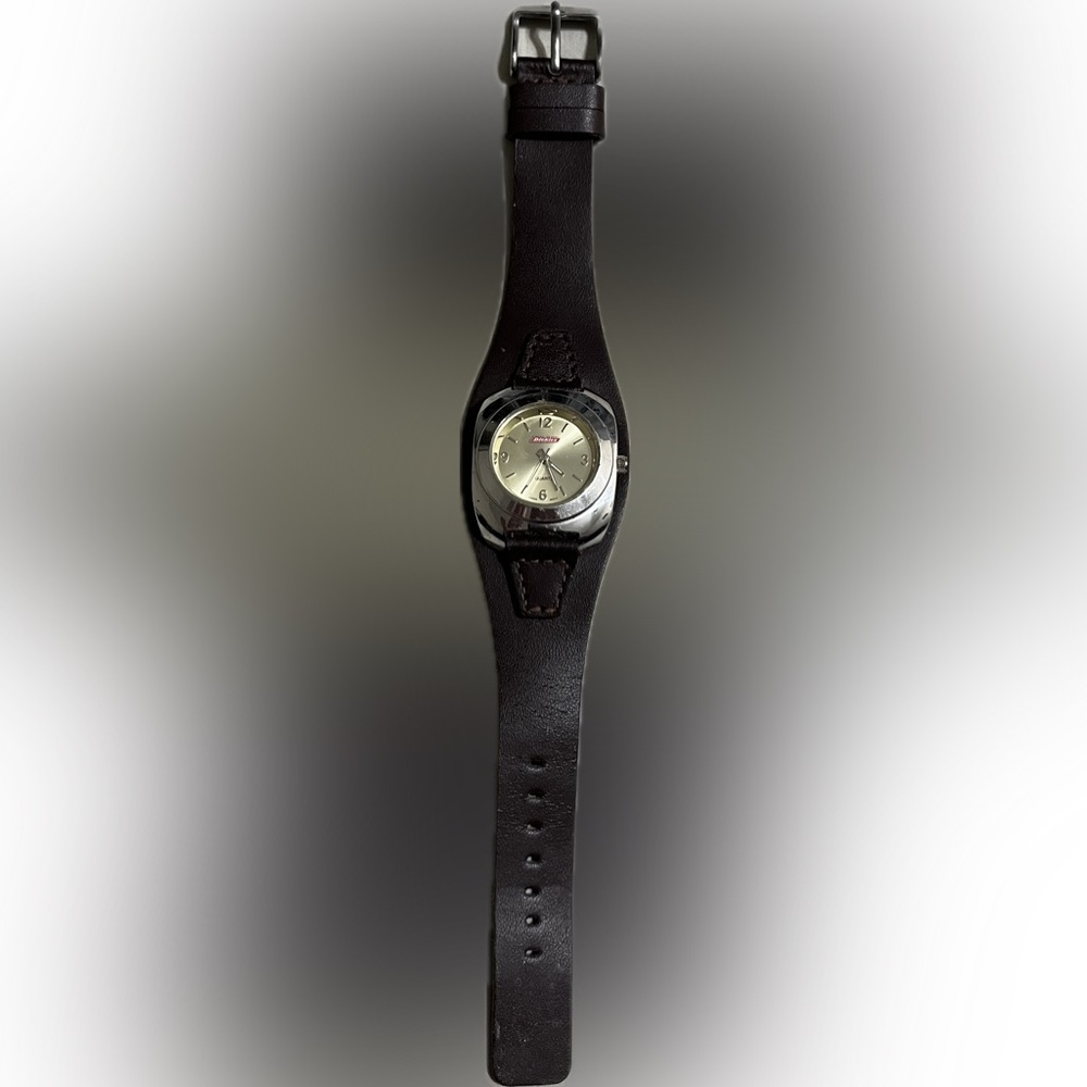 Vintage Dickies Leather Strap Watch - Genuine Leather & Stainless Steel